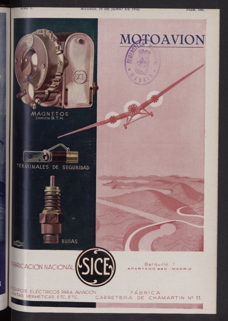 Miniatura de Motoavión: revista práctica de automovilismo y aviación del 10 de junio de 1932, nº 100