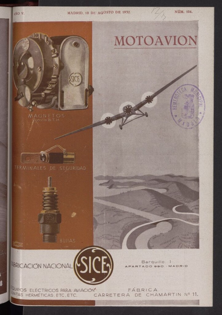 Miniatura de Motoavión: revista práctica de automovilismo y aviación del 10 de agosto de 1932, nº 104