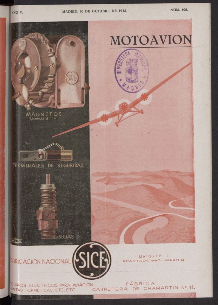 Miniatura de Motoavión: revista práctica de automovilismo y aviación del 10 de octubre de 1932, nº 108