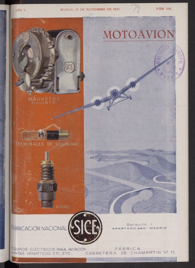 Miniatura de Motoavión: revista práctica de automovilismo y aviación del 10 de noviembre de 1932, nº 110