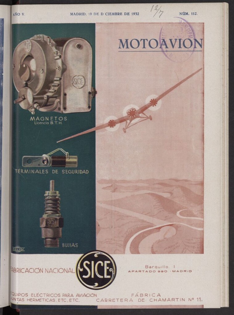 Miniatura de Motoavión: revista práctica de automovilismo y aviación del 10 de diciembre de 1932, nº 112