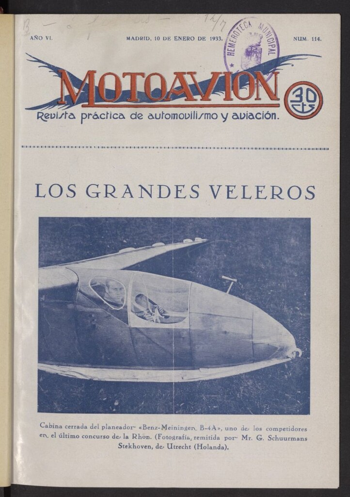Miniatura de Motoavión: revista práctica de automovilismo y aviación del 10 de enero de 1933, nº 114