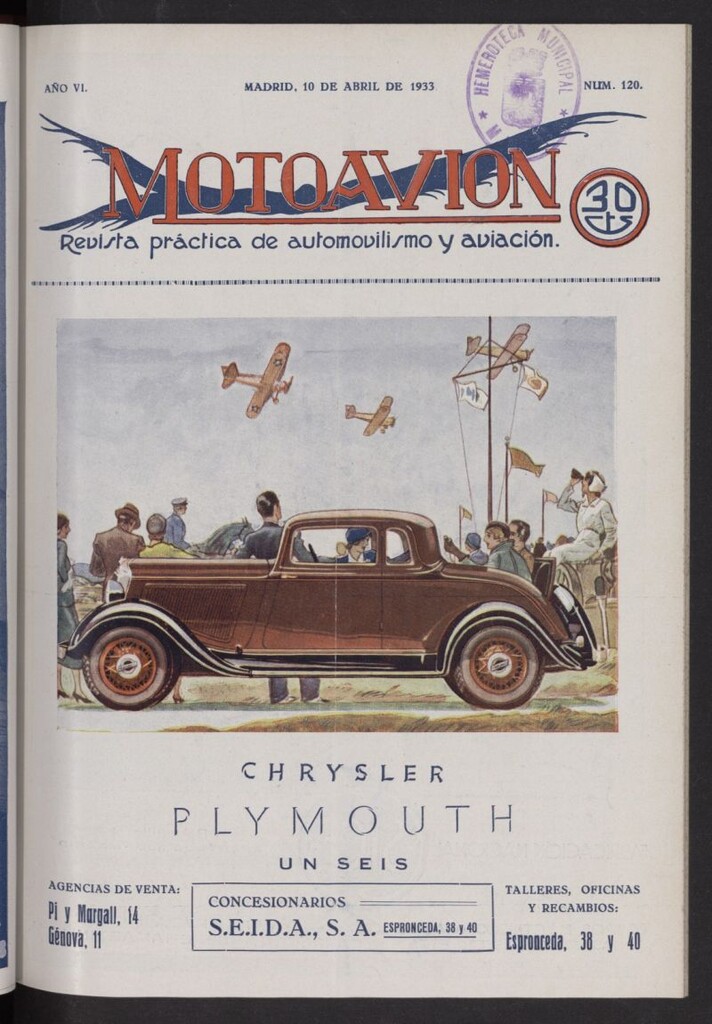 Miniatura de Motoavión: revista práctica de automovilismo y aviación del 10 de abril de 1933, nº 120