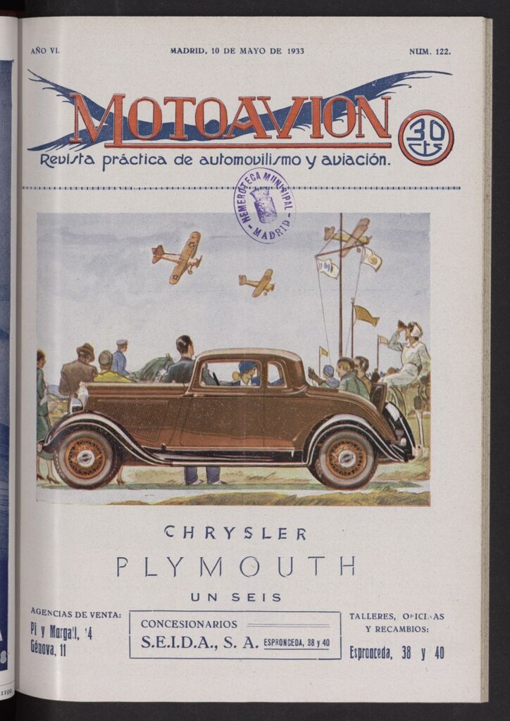 Miniatura de Motoavión: revista práctica de automovilismo y aviación del 10 de mayo de 1933, nº 122