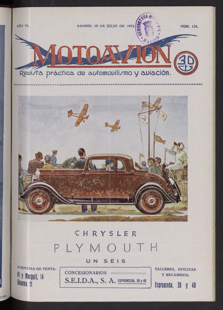 Miniatura de Motoavión: revista práctica de automovilismo y aviación del 10 de julio de 1933, nº 126