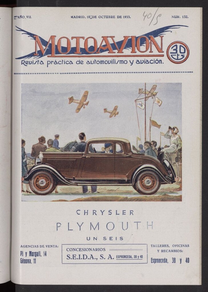 Miniatura de Motoavión: revista práctica de automovilismo y aviación del 10 de octubre de 1933, nº 132