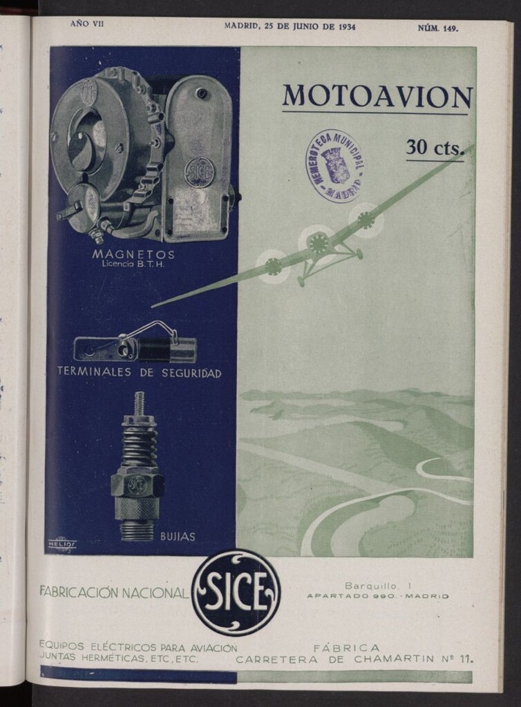 Miniatura de Motoavión: revista práctica de automovilismo y aviación del 25 de junio de 1934, nº 149