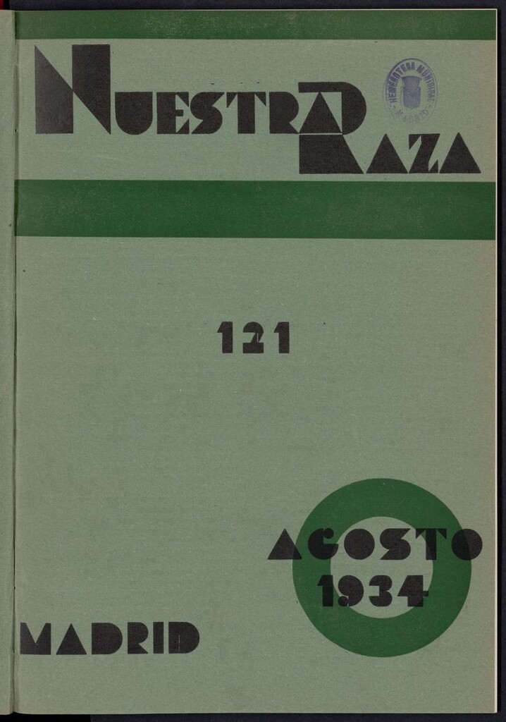 Miniatura de Nuestra Raza : revista de España , de Portugal, del mundo americano, del mundo sefardí, del mundo musulmán de agosto de 1934, nº 121