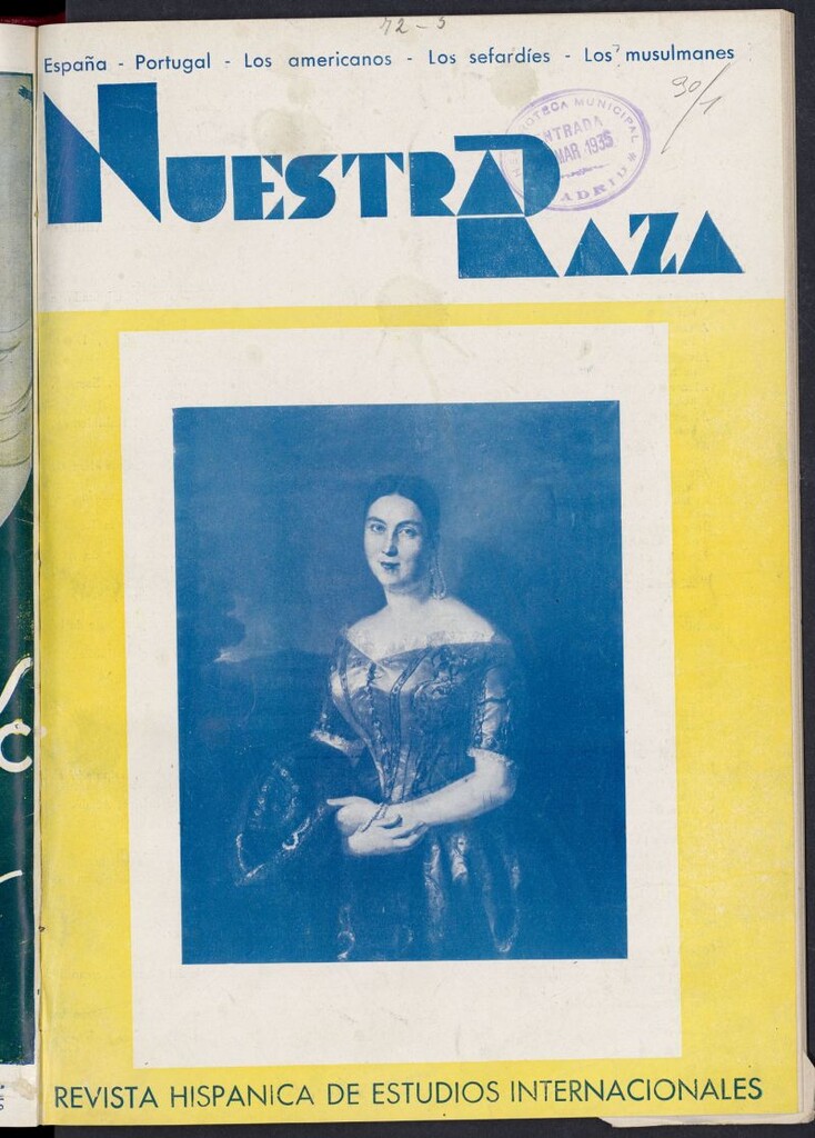 Miniatura de Nuestra Raza : revista de España , de Portugal, del mundo americano, del mundo sefardí, del mundo musulmán de febrero y marzo de 1935, nº 127-128