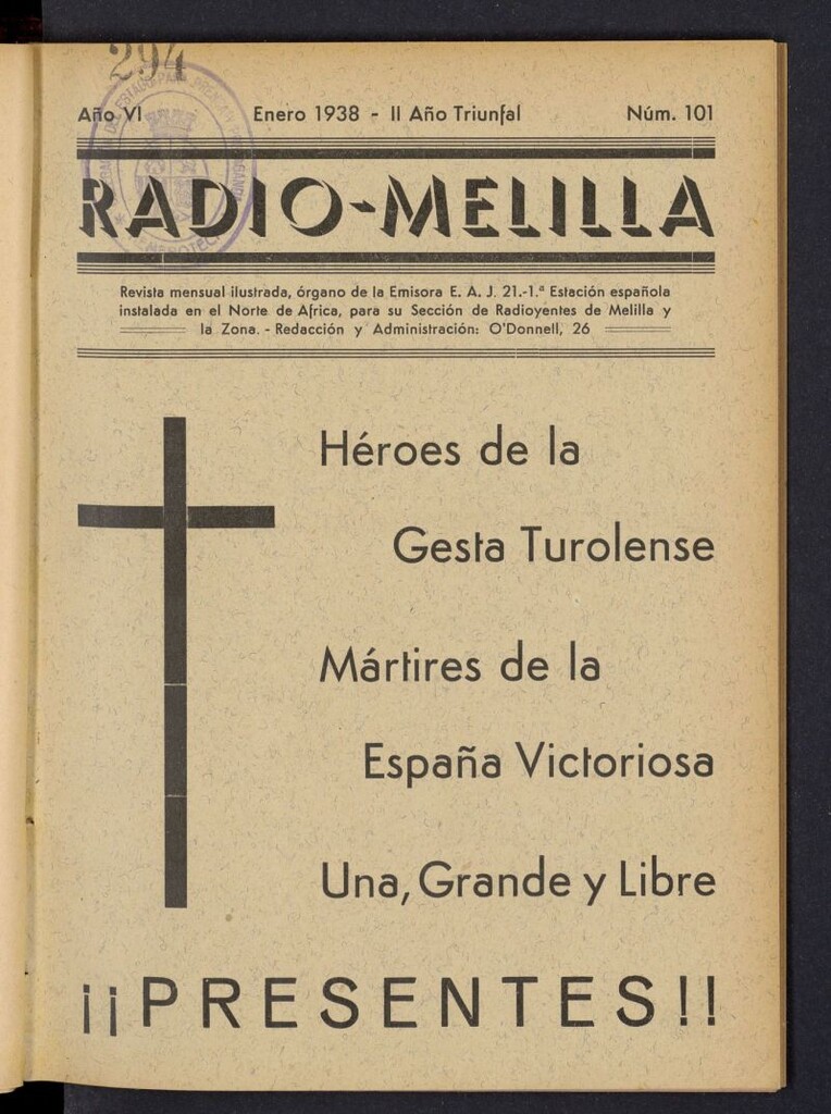 Miniatura de Radio Melilla de enero de 1938, nº 101