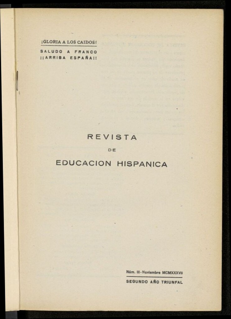 Miniatura de Revista de Educación Hispánica de noviembre de 1937, nº 3