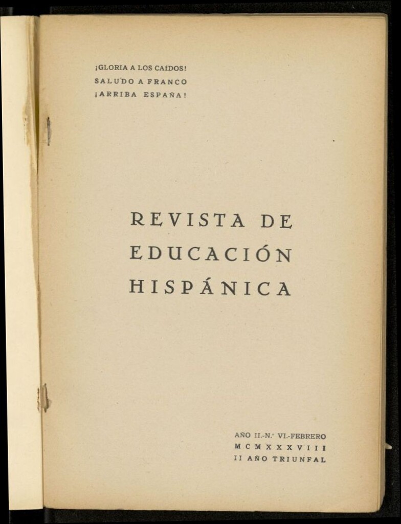 Miniatura de Revista de Educación Hispánica de febrero de 1938, nº 6