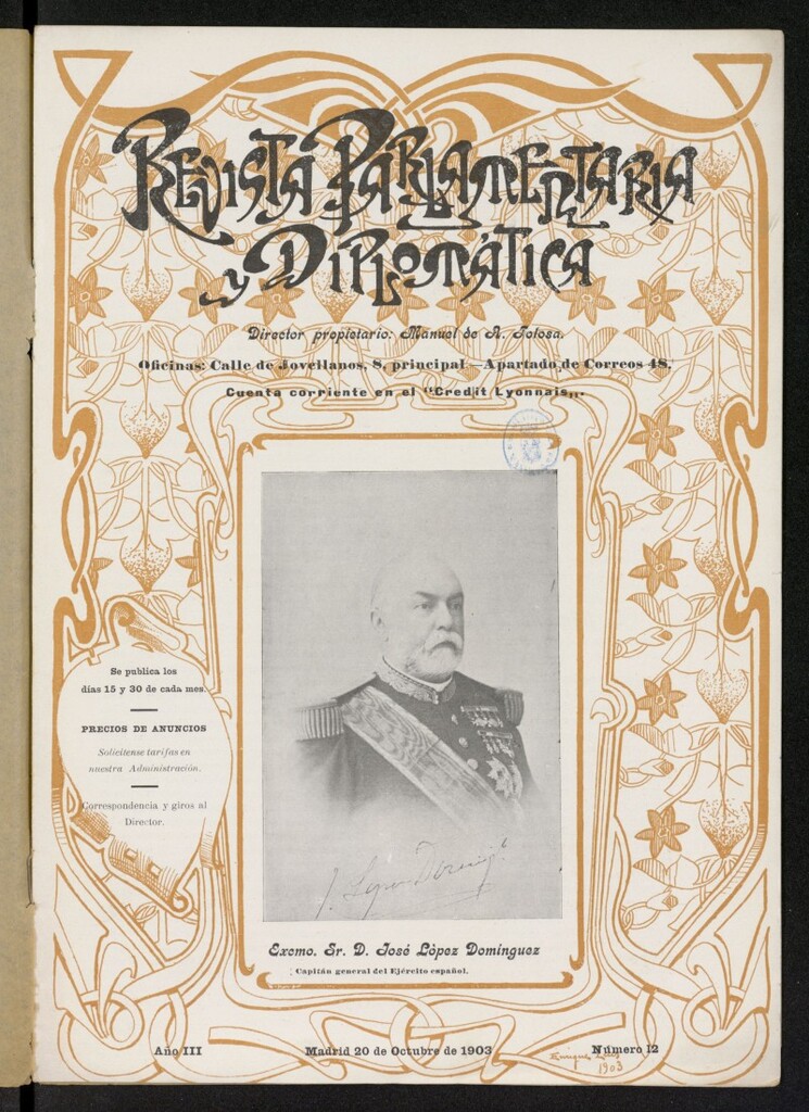Miniatura de Revista Parlamentaria y Diplomática del 20 de octubre de 1903, nº 12