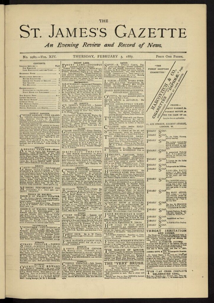 Miniatura de The St. James´s Gazette del 3 de febrero de 1887, nº 2080