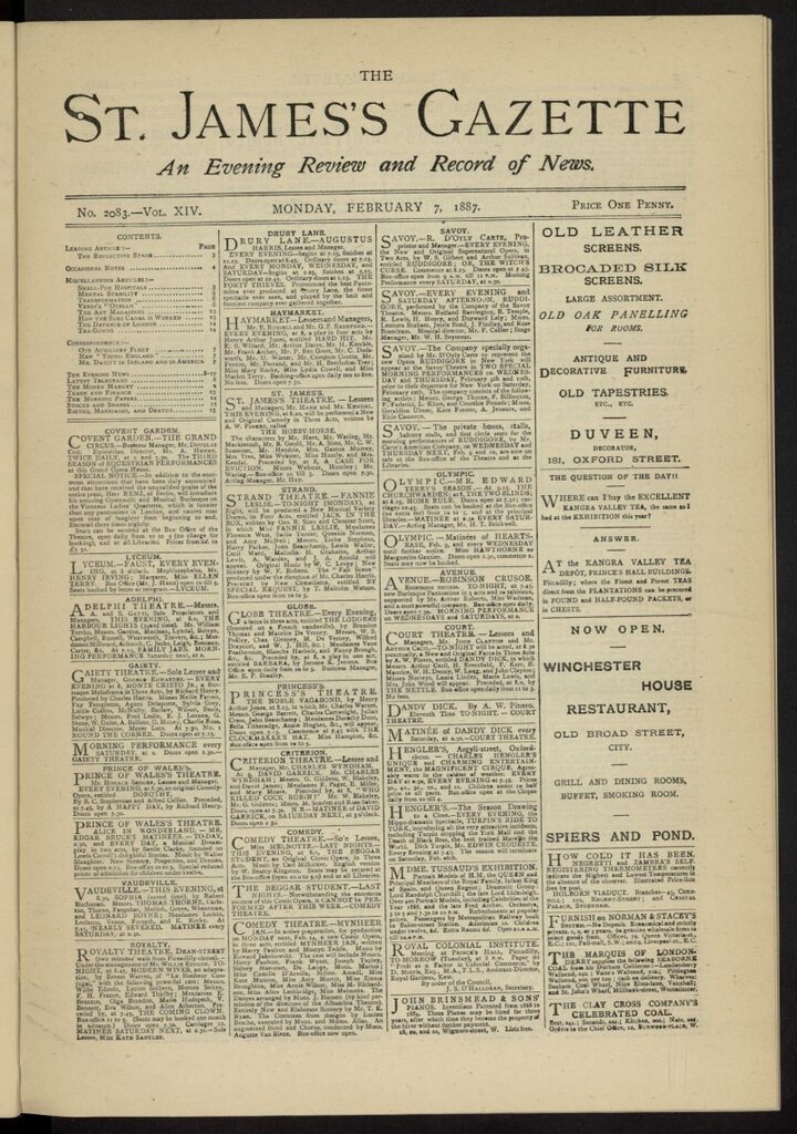 Miniatura de The St. James´s Gazette del 7 de febrero de 1887, nº 2083