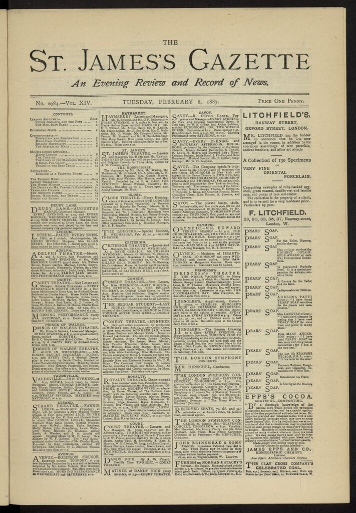 Miniatura de The St. James´s Gazette del 8 de febrero de 1887, nº 2084
