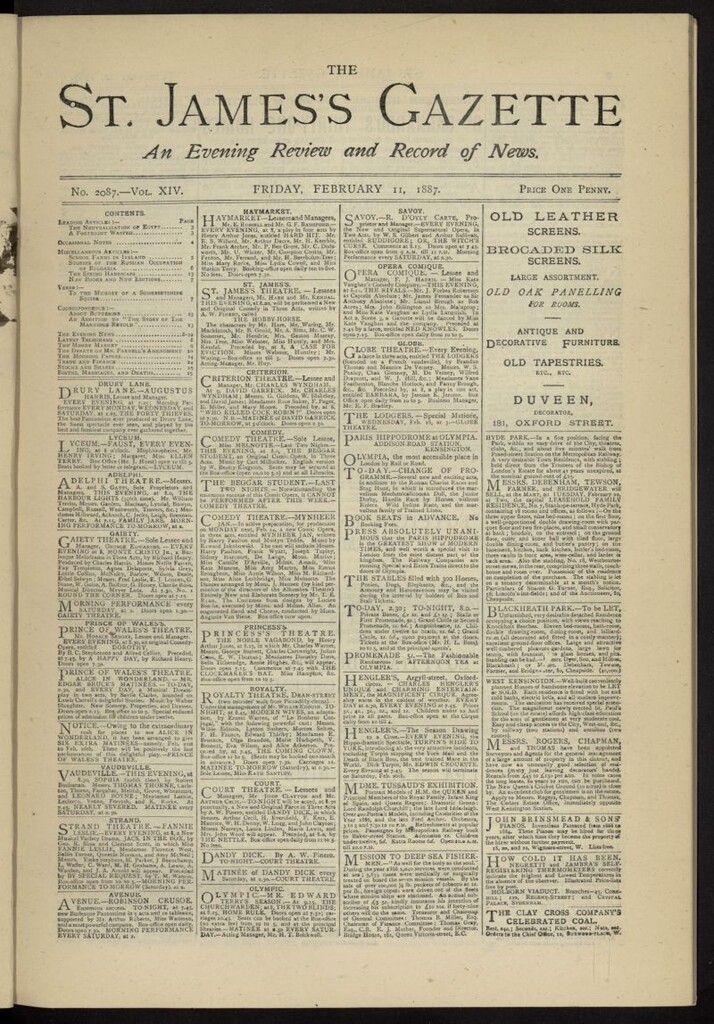 Miniatura de The St. James´s Gazette del 11 de febrero de 1887, nº 2087