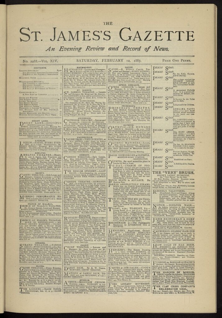 Miniatura de The St. James´s Gazette del 12 de febrero de 1887, nº 2088