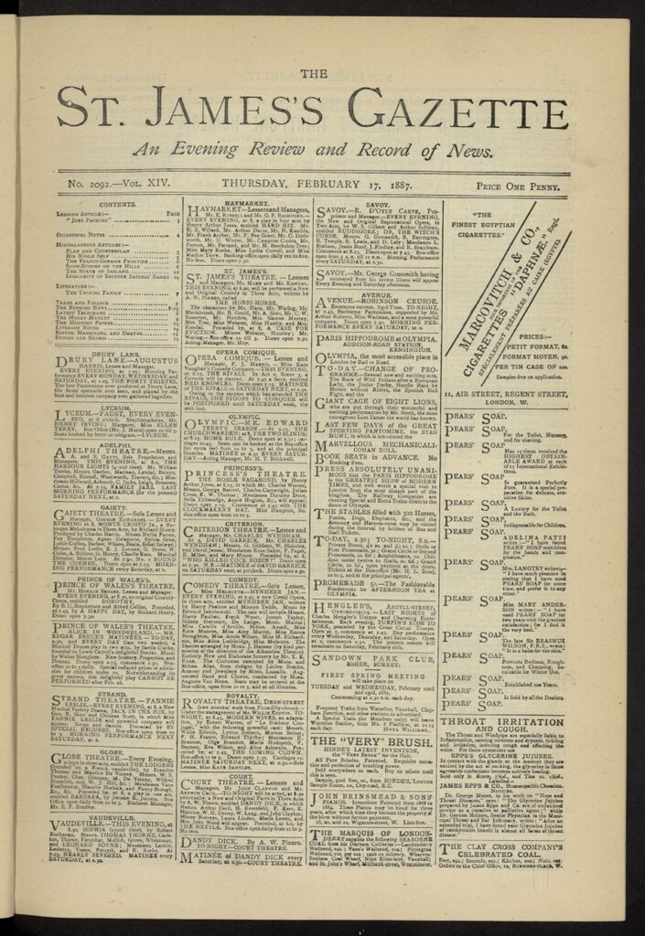 Miniatura de The St. James´s Gazette del 17 de febrero de 1887, nº 2092