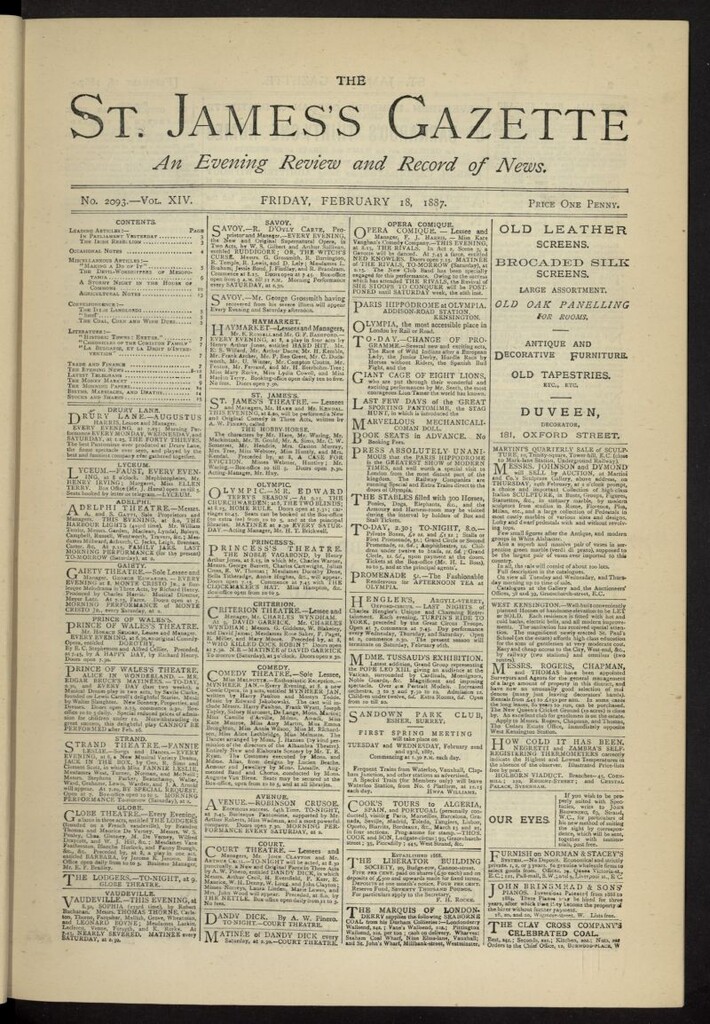 Miniatura de The St. James´s Gazette del 18 de febrero de 1887, nº 2093