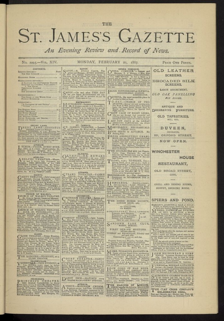 Miniatura de The St. James´s Gazette del 21 de febrero de 1887, nº 2095