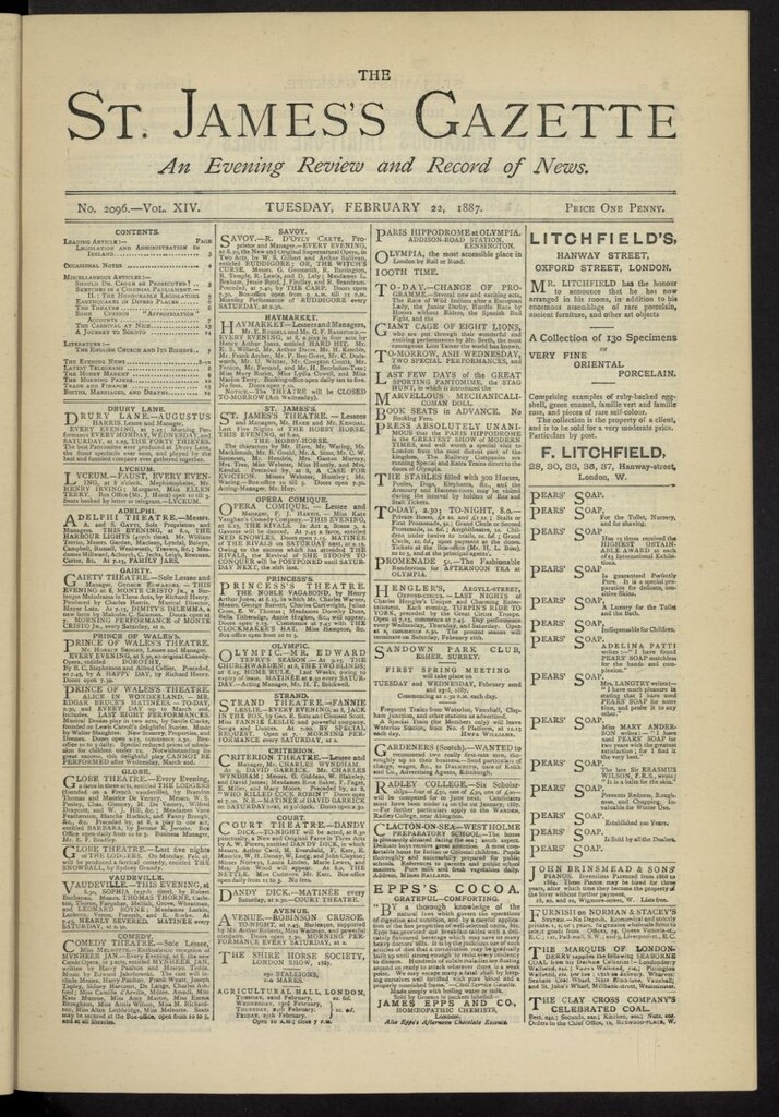 Miniatura de The St. James´s Gazette del 22 de febrero de 1887, nº 2096