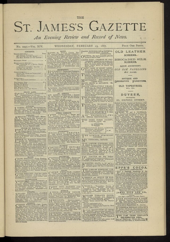 Miniatura de The St. James´s Gazette del 23 de febrero de 1887, nº 2097