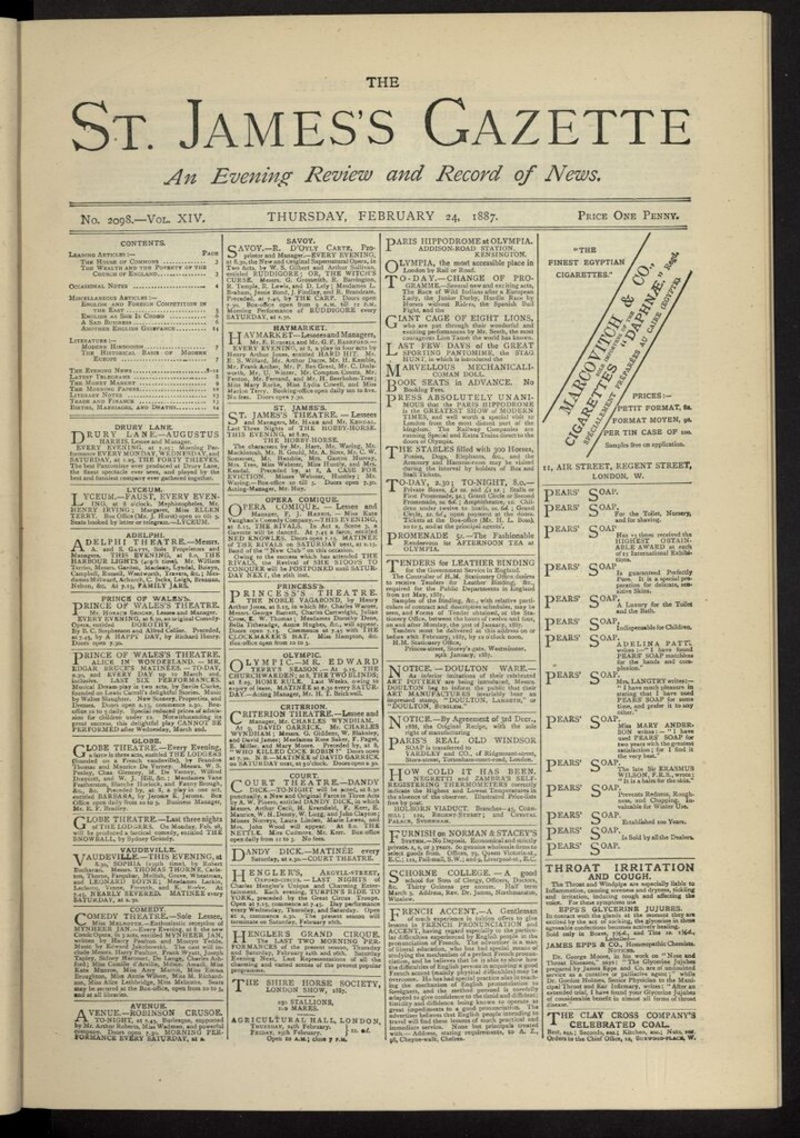 Miniatura de The St. James´s Gazette del 24 de febrero de 1887, nº 2098
