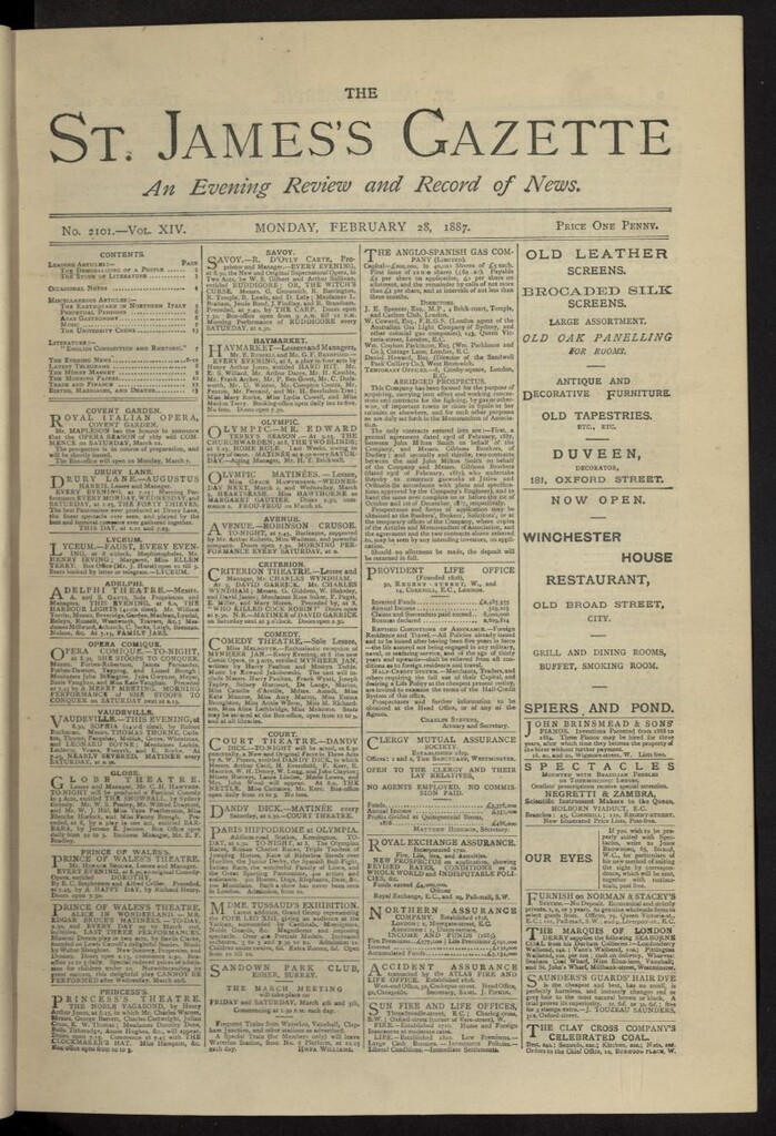 Miniatura de The St. James´s Gazette del 28 de febrero de 1887, nº 2101