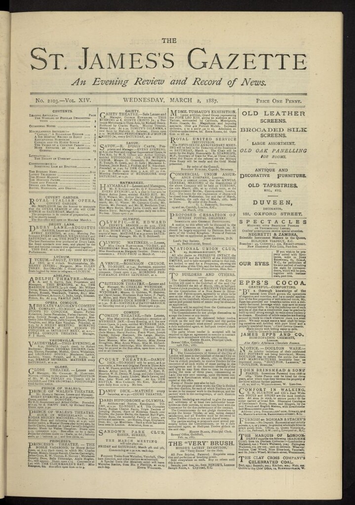 Miniatura de The St. James´s Gazette del 2 de marzo de 1887, nº 2103