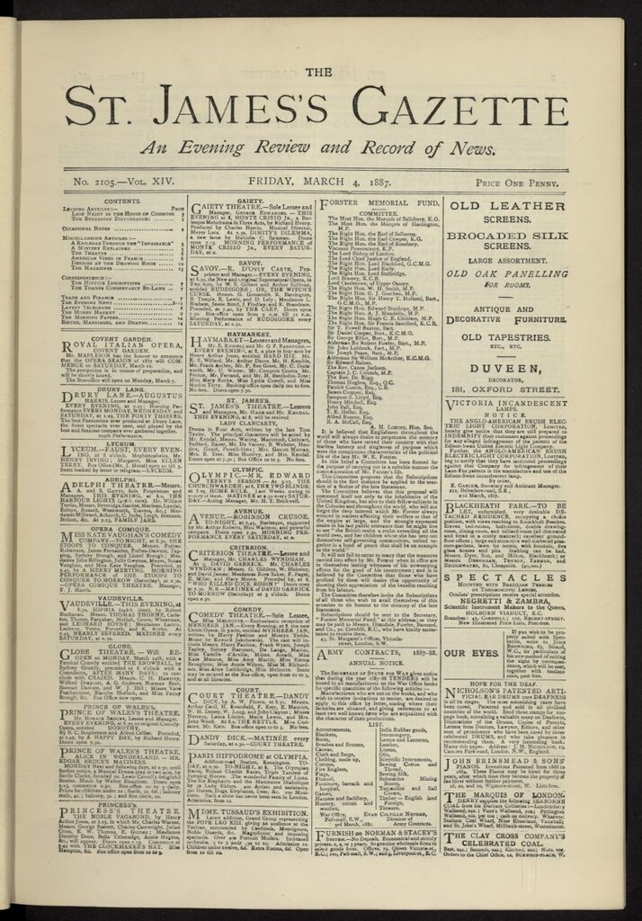 Miniatura de The St. James´s Gazette del 4 de marzo de 1887, nº 2105