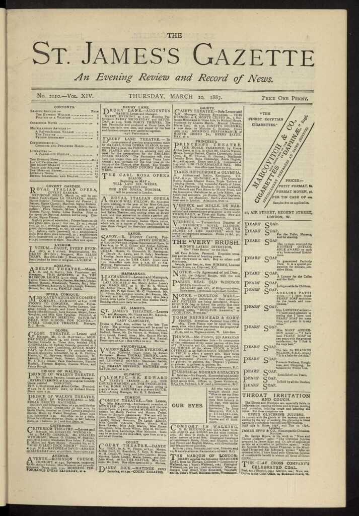 Miniatura de The St. James´s Gazette del 10 de marzo de 1887, nº 2110