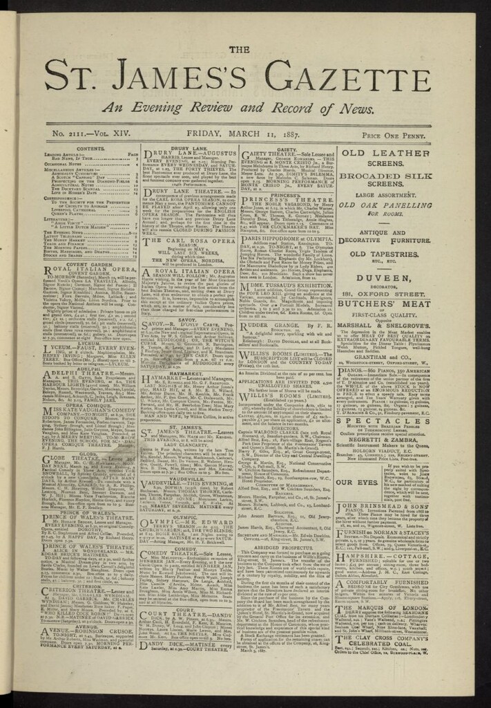 Miniatura de The St. James´s Gazette del 11 de marzo de 1887, nº 2111