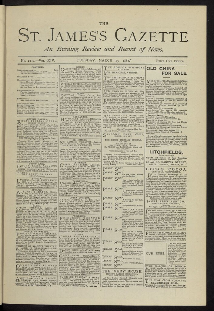 Miniatura de The St. James´s Gazette del 15 de marzo de 1887, nº 2114