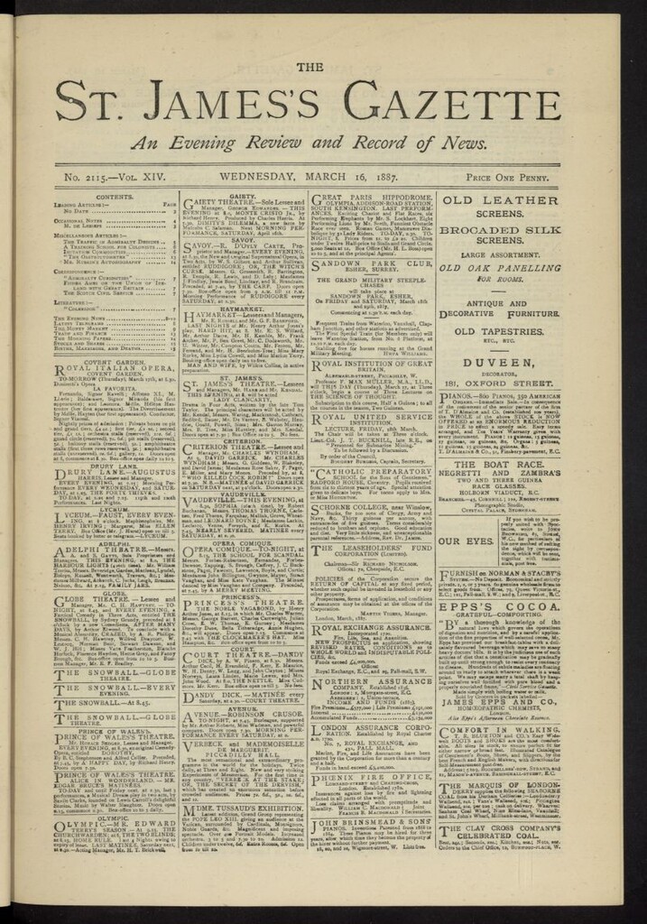 Miniatura de The St. James´s Gazette del 16 de marzo de 1887, nº 2115