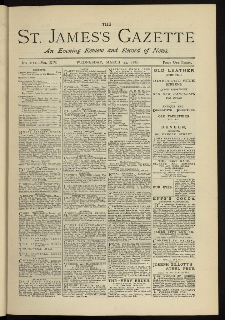 Miniatura de The St. James´s Gazette del 23 de marzo de 1887, nº 2121