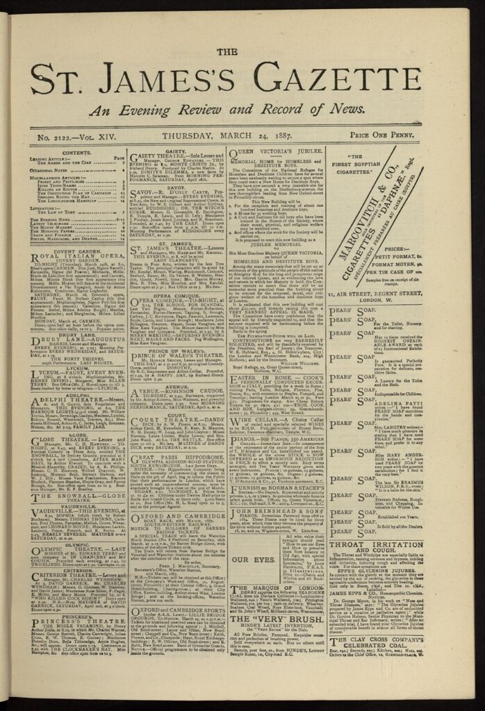 Miniatura de The St. James´s Gazette del 24 de marzo de 1887, nº 2122