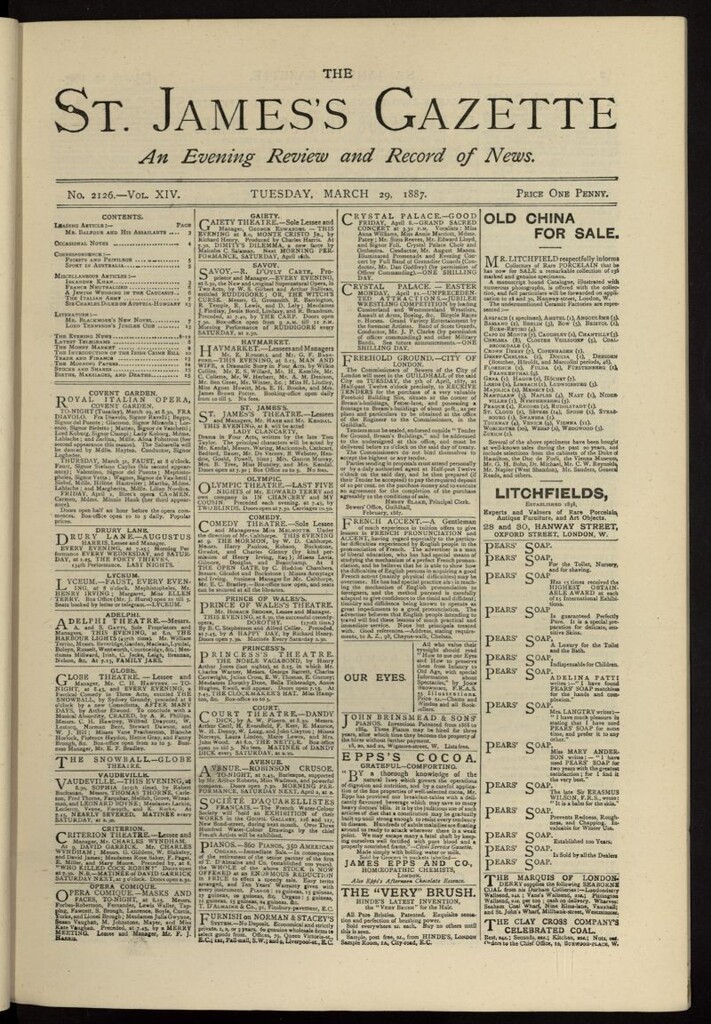 Miniatura de The St. James´s Gazette del 29 de marzo de 1887, nº 2126