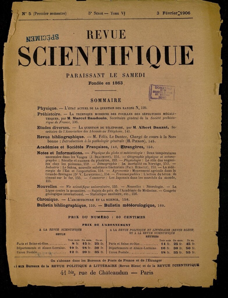 Miniatura de Revue Scientifique : revue rose del 3 de febrero de 1906, nº 5