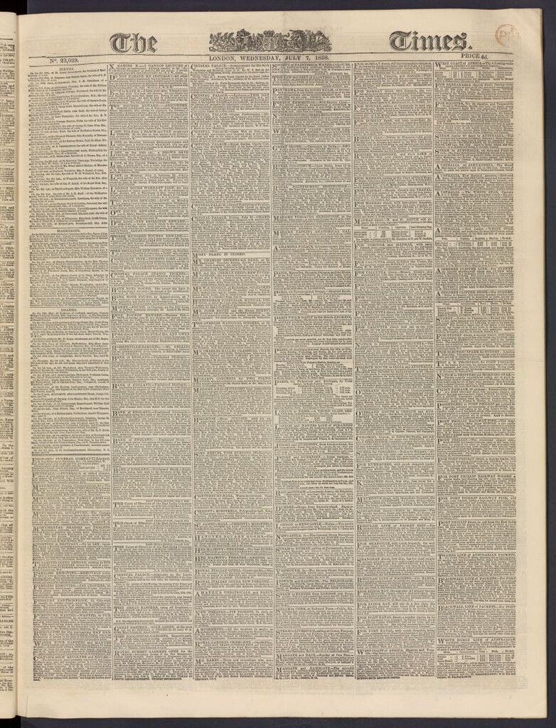 Miniatura de The Times del 7 de julio de 1858, nº 23,039