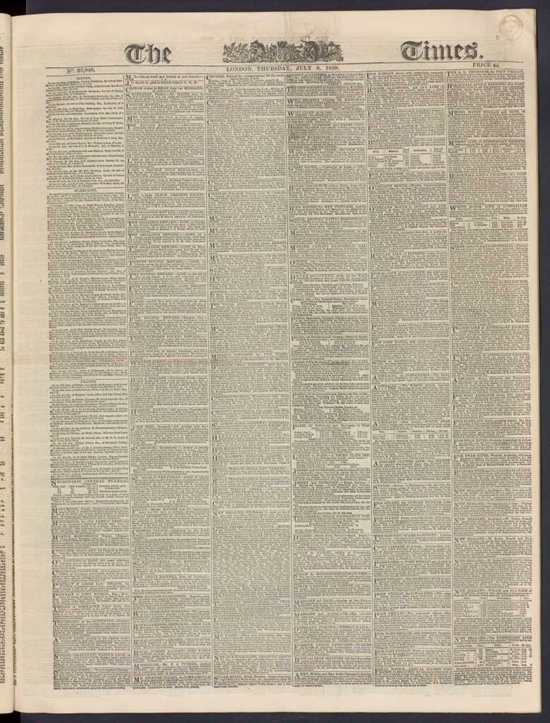 Miniatura de The Times del 8 de julio de 1858, nº 23,040