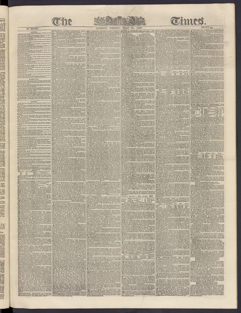 Miniatura de The Times del 16 de julio de 1858, nº 23,047