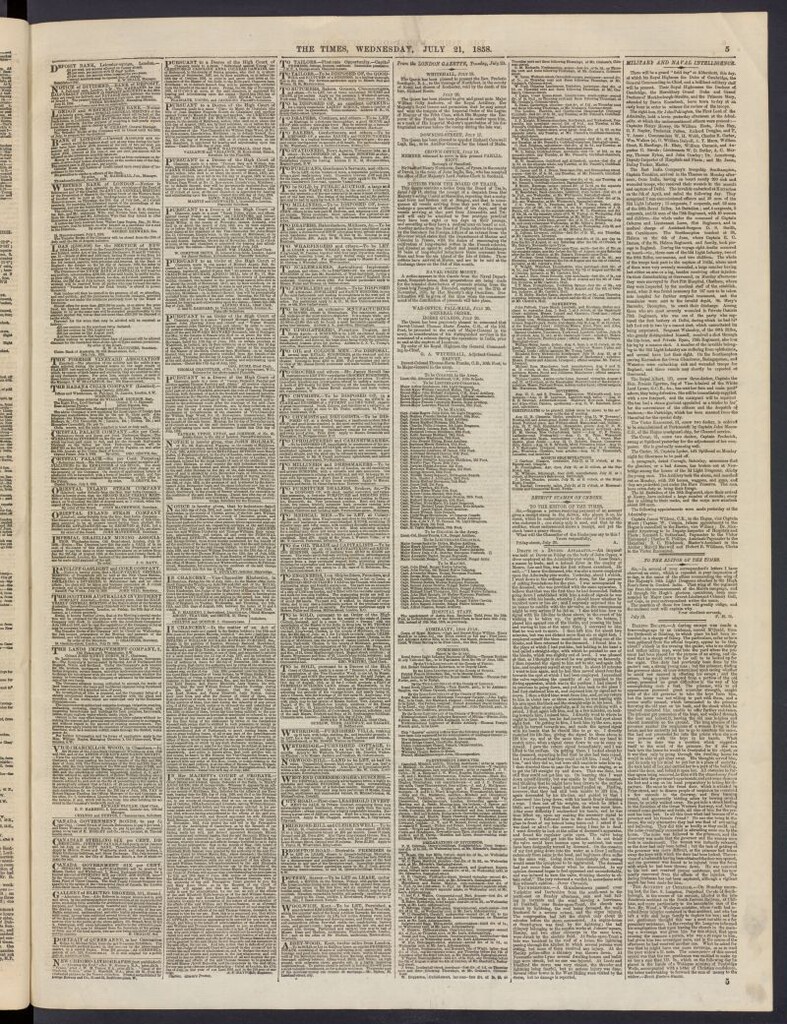 Miniatura de The Times del 21 de julio de 1858, nº 23,051