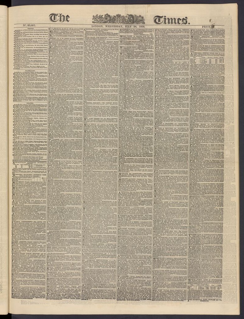 Miniatura de The Times del 28 de julio de 1858, nº 23,057