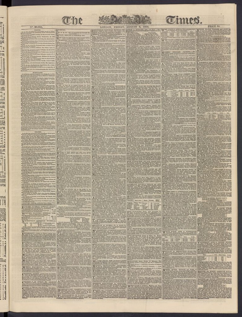 Miniatura de The Times del 6 de agosto de 1858, nº 23,065