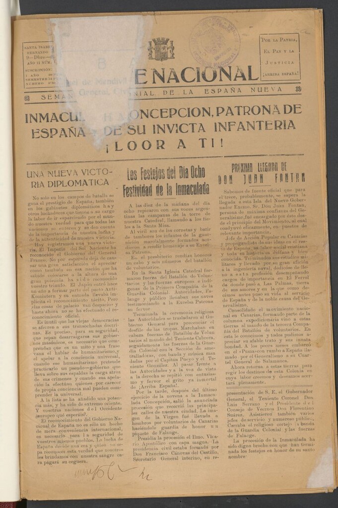 Miniatura de Frente Nacional : semanario colonial de la España nueva