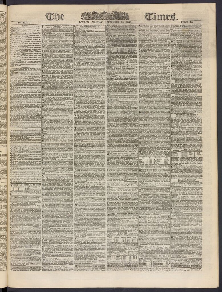 Miniatura de The Times del 13 de septiembre de 1858, nº 23,097