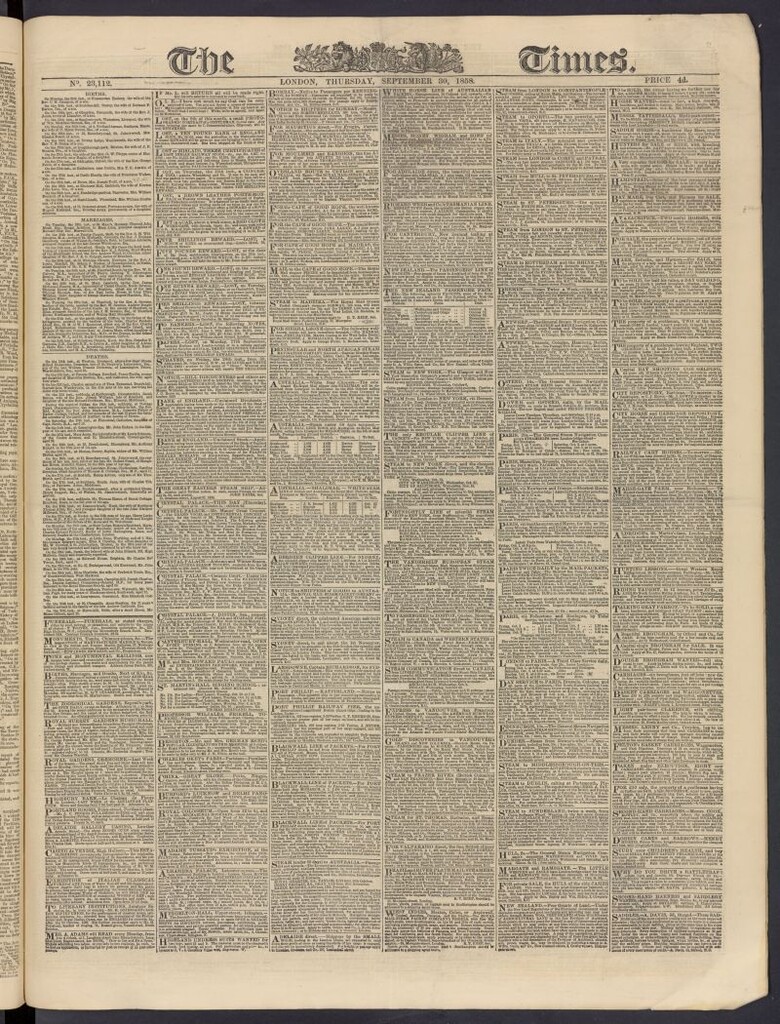 Miniatura de The Times del 30 de septiembre de 1858, nº 23,112
