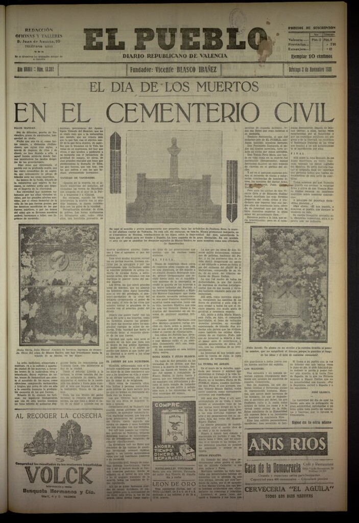 Miniatura de El Pueblo : Diario republicano de Valencia del 2 de noviembre de 1930, nº 13282