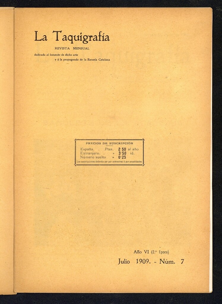 Miniatura de La Taquigrafía. Julio de 1909, nº 7